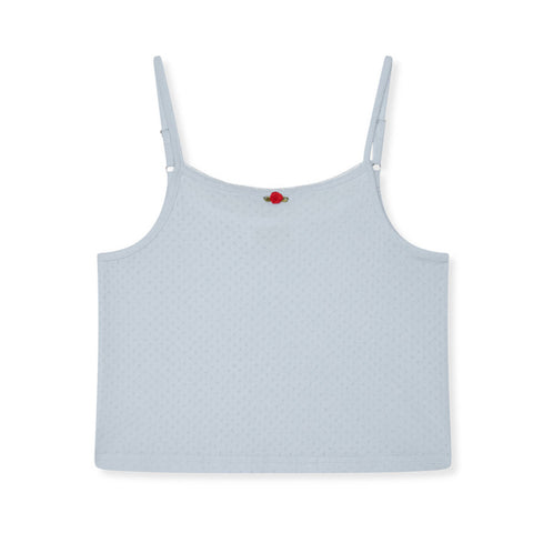 Pointelle Cami Top -Baby Blue/Red