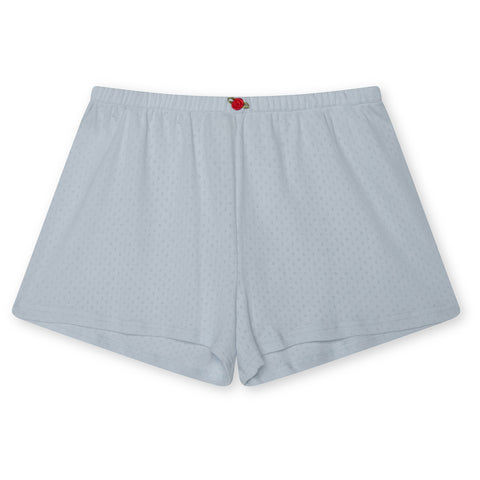 Pointelle Booty Short- Baby Blue/Red
